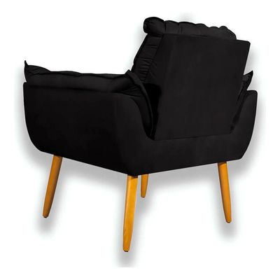 Poltrona Opala Decorativa Preta Ideal Sala De Estar Recepção