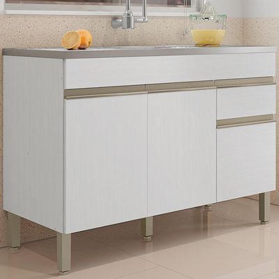 Balcao Para Pia 3 Portas 1 Gaveta 120 Cm Line Ktp Supremo