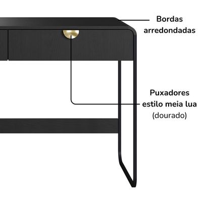 Escrivaninha Organico 2 Gavetas 125 Cm 28067 Artesano Nero Preto