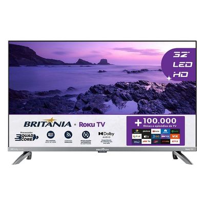 Smart TV 32” Britânia BTV32G7PR2CSGBLH Led Dolby Audio Bivolt