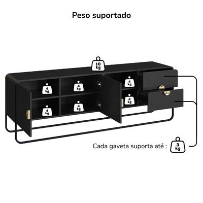 Rack Bancada Organica TV 65 Polegadas 180 Cm 28076 Artesano Nero Preto