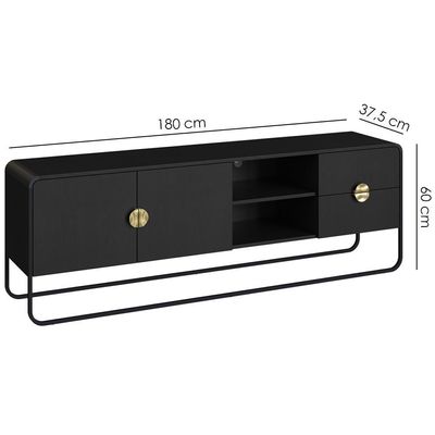 Rack Bancada Organica TV 65 Polegadas 180 Cm 28076 Artesano Nero Preto