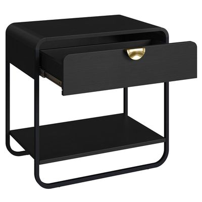 Kit 02 Mesas De Cabeceira 1 Gaveta Organica 60 Cm 28061 Artesano Nero Preto