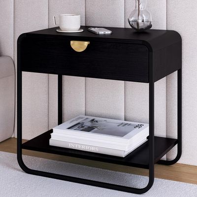 Kit 02 Mesas De Cabeceira 1 Gaveta Organica 60 Cm 28061 Artesano Nero Preto