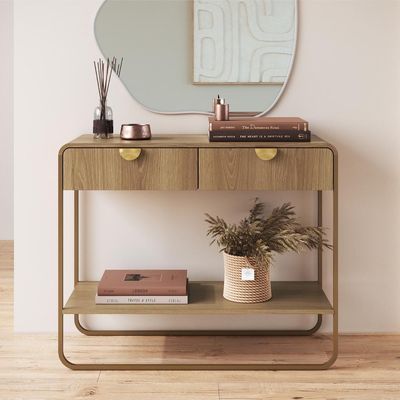 Aparador Organico 2 Gavetas 100 Cm 28066 Artesano Hanover Dourado