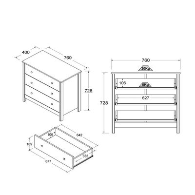 Berço Multifuncional 3x1+ Cômoda Ditália 3 Gavetas BBI-51 Dm-219