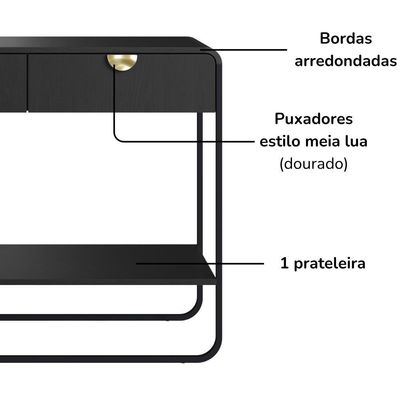 Aparador Organico 2 Gavetas 100 Cm 28066 Artesano Nero Preto