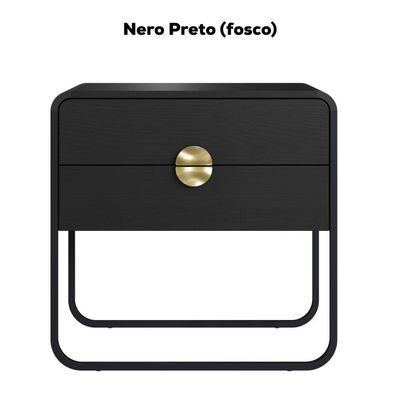 Kit 02 Mesas De Cabeceira 2 Gavetas Organica 60 Cm 28062 Artesano Nero Preto