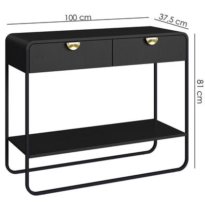 Aparador Organico 2 Gavetas 100 Cm 28066 Artesano Nero Preto