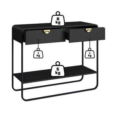 Aparador Organico 2 Gavetas 100 Cm 28066 Artesano Nero Preto