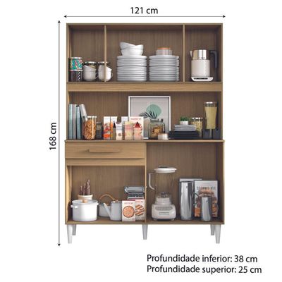 Armário De Cozinha Completa Perola Aramóveis Madeirado Off White