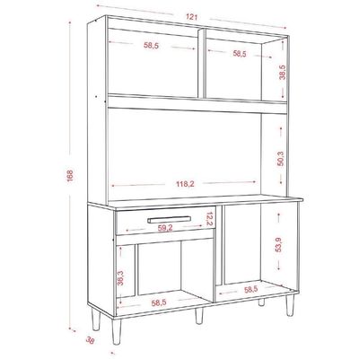 Armário De Cozinha Completa Perola Aramóveis Madeirado Off White