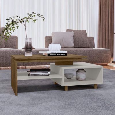 Mesa De Centro Para Sala Lima 90 Cm Bechara Off White Naturalle