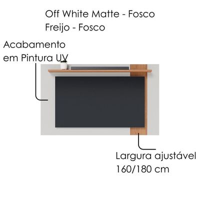 Painel Extensivel Tv 70 Polegadas 180 Cm Leme Colibri Off White Matte Freijo
