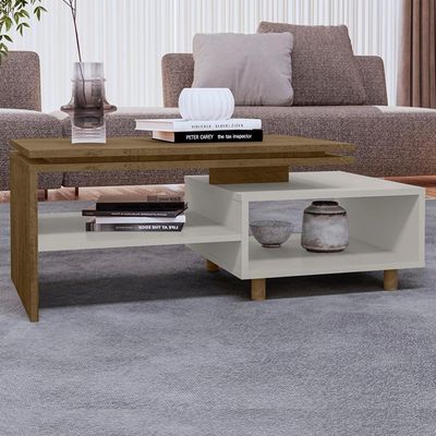 Mesa De Centro Para Sala Lima 90 Cm Bechara Off White Naturalle