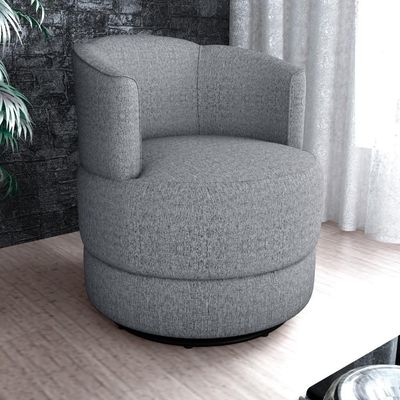 Poltrona Base Giratoria Marselha Linho Vancouver Milani Store Cinza