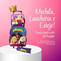 Kit Mochila Infantil Escolar Com 3 Peças Princesas Rosa-roxo Volta As Aulas