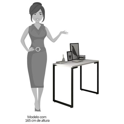 Mesa Escritório Estilo Industrial Porto 90cm Z34 Branco - Mpozenato