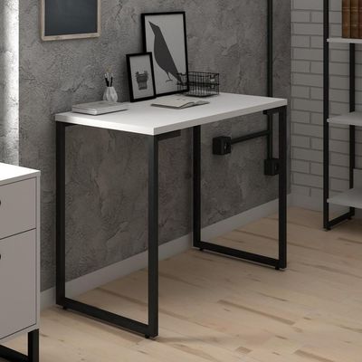 Mesa Escritório Estilo Industrial Porto 90cm Z34 Branco - Mpozenato