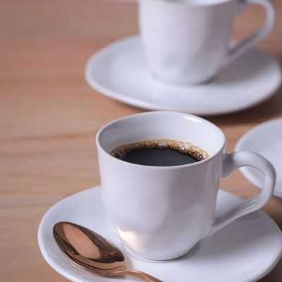 Conjunto De Xícara De Cafezinho Com Pires 06 Peças Orgânico New White Porto Brasil