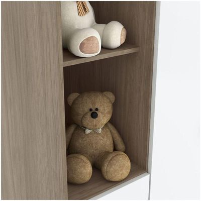 Guarda Roupa Infantil 03 Portas 02 Gavetas Henn Rústico Com Branco