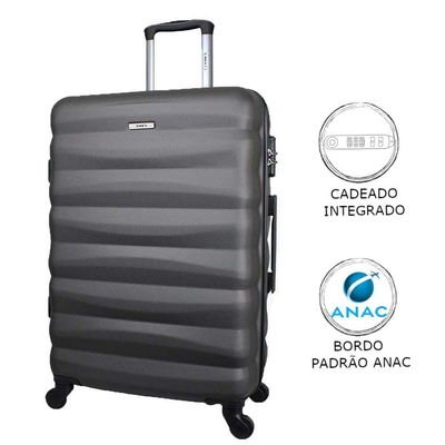 Mala De Bordo Pequena Em Abs Yins 21089 Cadeado Integrado Rodas Giro 360° Cinza P