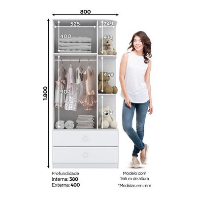 Guarda Roupa Infantil 02 Portas Labirinto Henn Branco