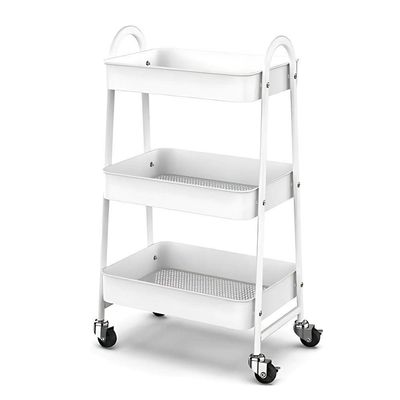 Prateleira De Metal Multiuso 3 Andares Com Rodinhas - Branco