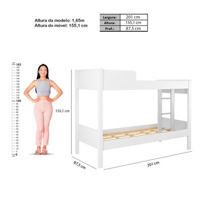 Beliche Cama Solteiro Ditália CM-21 Branco