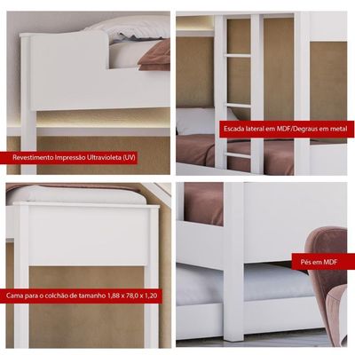 Beliche Cama Solteiro Ditália CM-21 Branco