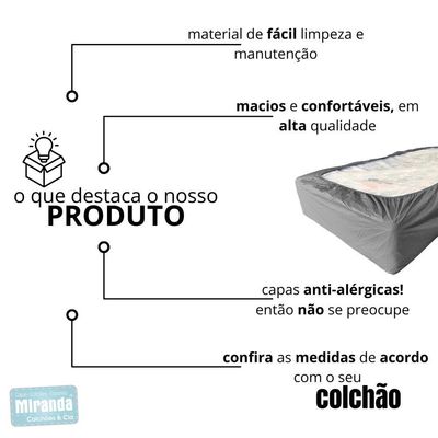 Capa Protetora Impermeável Colchão Lençol Elástico Solteiro 88x188x20cm - Cinza