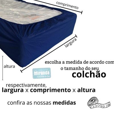 Capa Protetora Impermeável Colchão Lençol Elástico Solteiro 88x188x20cm - Azul Marinho