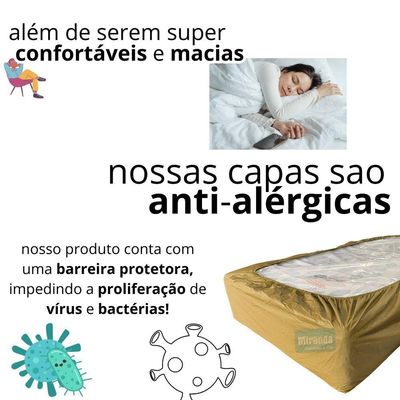 Capa Protetora Impermeável Hospitalar P/ Colchão Lençol Elástico Solteiro 88x188x20cm - Bege