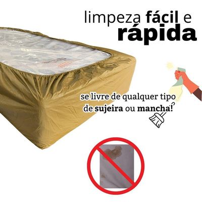 Capa Protetora Impermeável Hospitalar P/ Colchão Lençol Elástico Solteiro 88x188x20cm - Bege