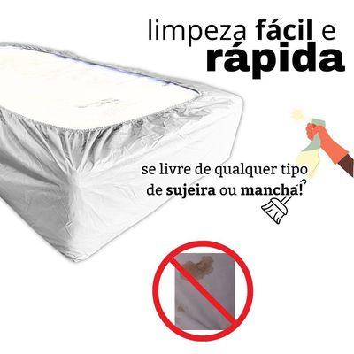 Capa Protetora Impermeável Colchão Lençol Elástico Solteiro 88x188x20cm - Branca
