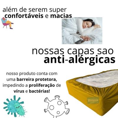 Capa Protetora Impermeável Hospitalar P/ Colchão Lençol Elástico Solteiro 88x188x20cm - Amarela