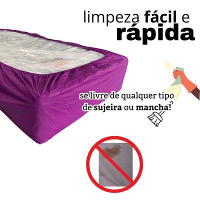 Capa Protetora Impermeável Colchão Lençol Elástico Solteiro 88x188x20cm - Lilás