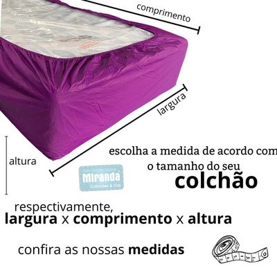 Capa Protetora Impermeável Colchão Lençol Elástico Solteiro 88x188x20cm - Lilás