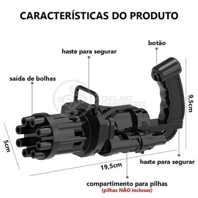 Máquina Elétrica Brinquedo Tiktok Lança Bolhas Sabão Mágica Criança Infantil - Preto