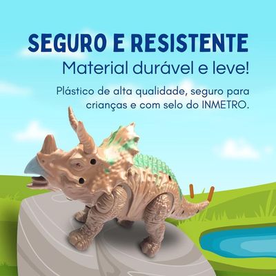 Brinquedo Dinossauro Triceratops Com Som E Luz Com Movimento 23cm