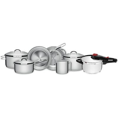 Jogo Panelas Tramontina Solar Inox 7 Peças Fundo Triplo