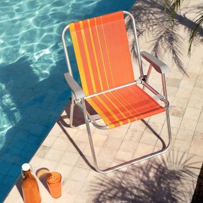 Kit 2 Cadeira De Praia Camping Alumínio Samoa Laranja Tramontina