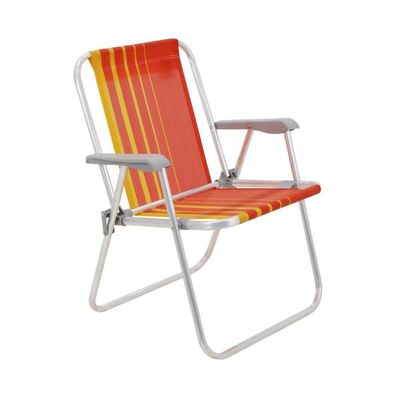 Kit 2 Cadeira De Praia Camping Alumínio Samoa Laranja Tramontina