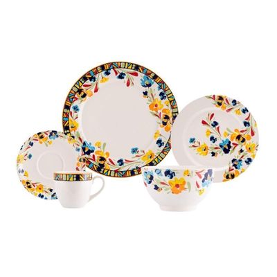 Jogo De Jantar 40 Peças Etnico Porcelana Real By Schmidt