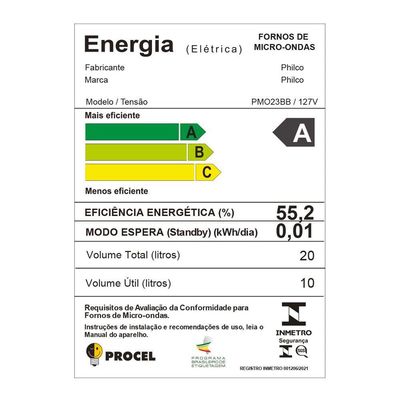Micro-ondas 20L Philco Multifunções Limpa Fácil 1100W PMO23BB 110V