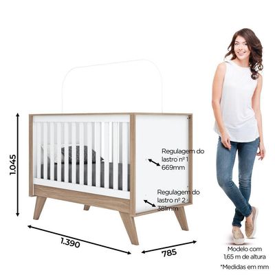 Quarto Bebê Guarda Roupa 4 Pts Cômoda Berço Aurora Casa 812 Branco Com Jequitibá Hp