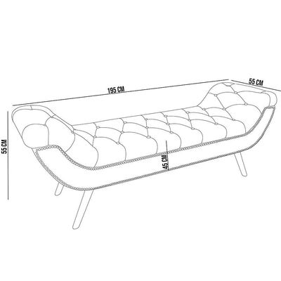 Puff Recamier Decorativo Com Tachas 195cm Santorini Couríssimo Whisky