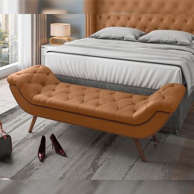 Puff Recamier Decorativo Com Tachas 195cm Santorini Couríssimo Whisky