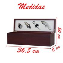 Porta Vinho Com 5 Peças Caixa De Madeira