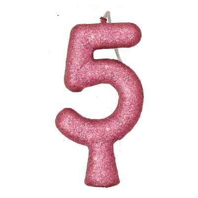 Vela De Aniversário Puro Glitter Rosa Modelo 6